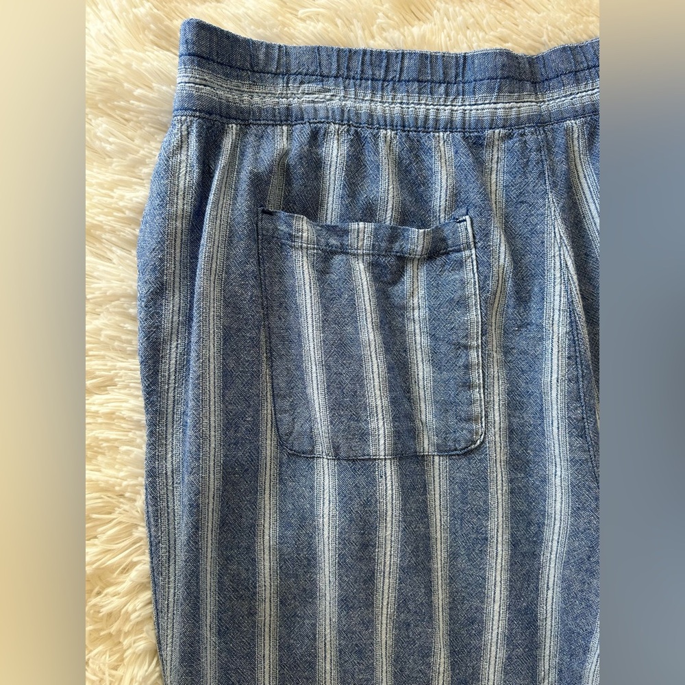 Old Navy | Blue Striped Wide Leg Linen Pants - Picture 8 of 8